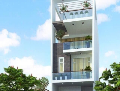 xây nhà phố một trệt hai lầu tầng tum sân thượng. kích thước 4m x 14m 