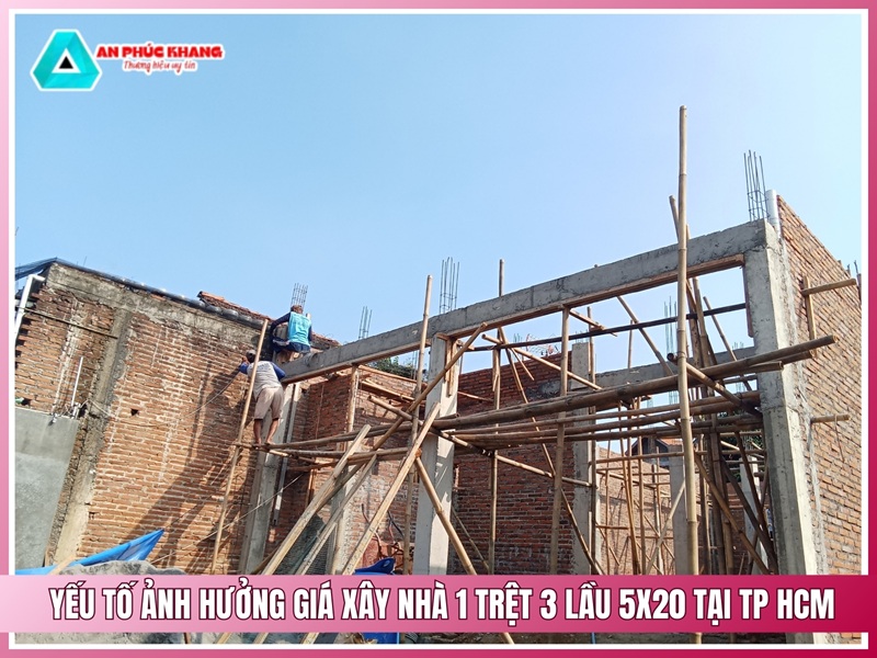 Yếu tố ảnh hưởng giá xây nhà 1 trệt 3 lầu 5x20 tại TP HCM