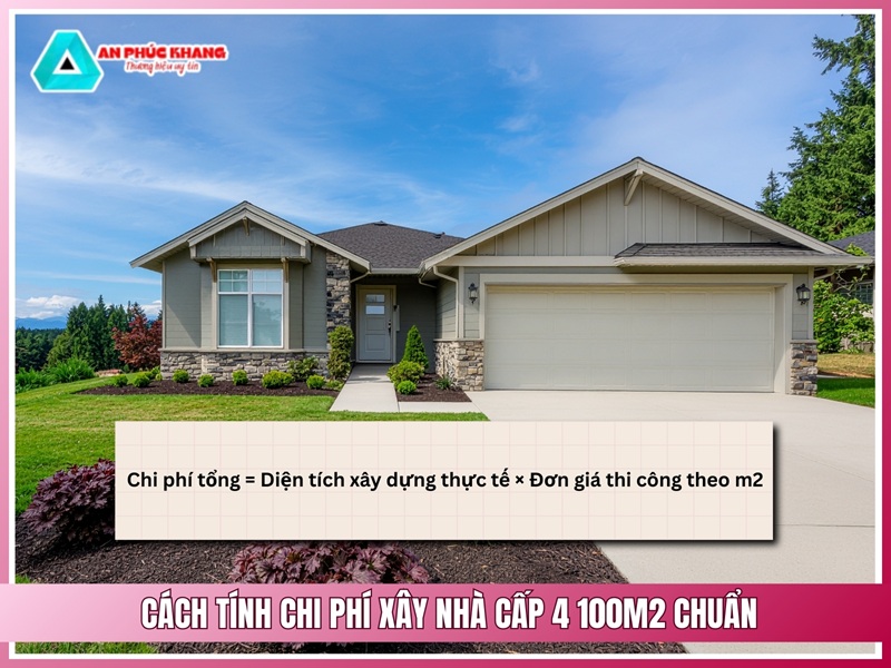 Cách tính chi phí xây nhà cấp 4 100m2 chuẩn