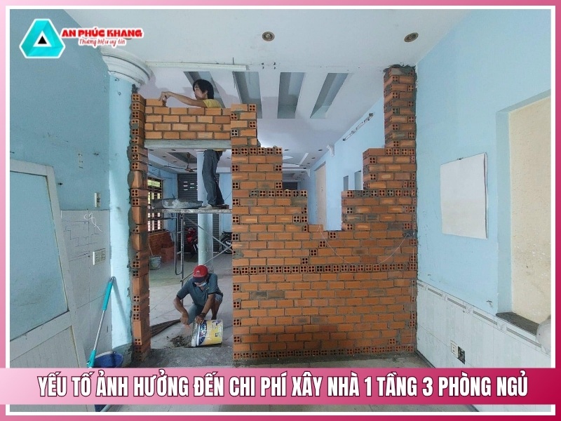 yếu tố ảnh hưởng đến chi phí xây nhà 1 tầng 3 phòng ngủ