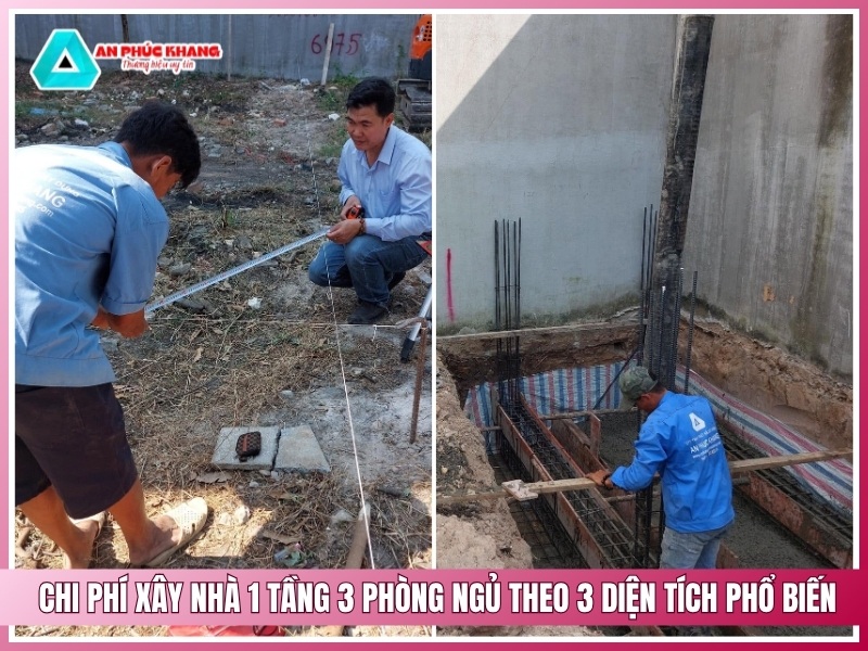 Chi phí xây nhà 1 tầng 3 phòng ngủ theo 3 diện tích phổ biến