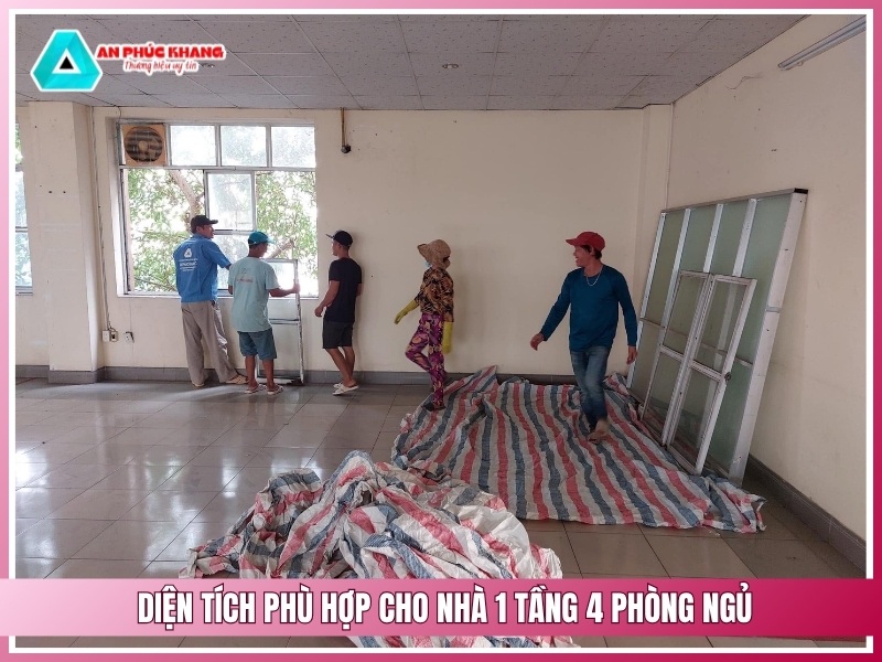 Diện tích phù hợp cho nhà 1 tầng 4 phòng ngủ