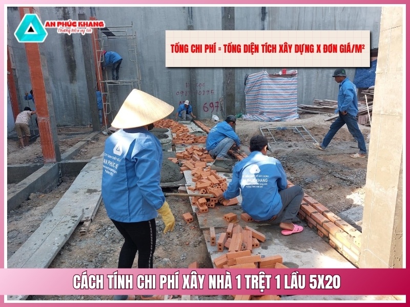 Cách tính chi phí xây nhà 1 trệt 1 lầu 5x20