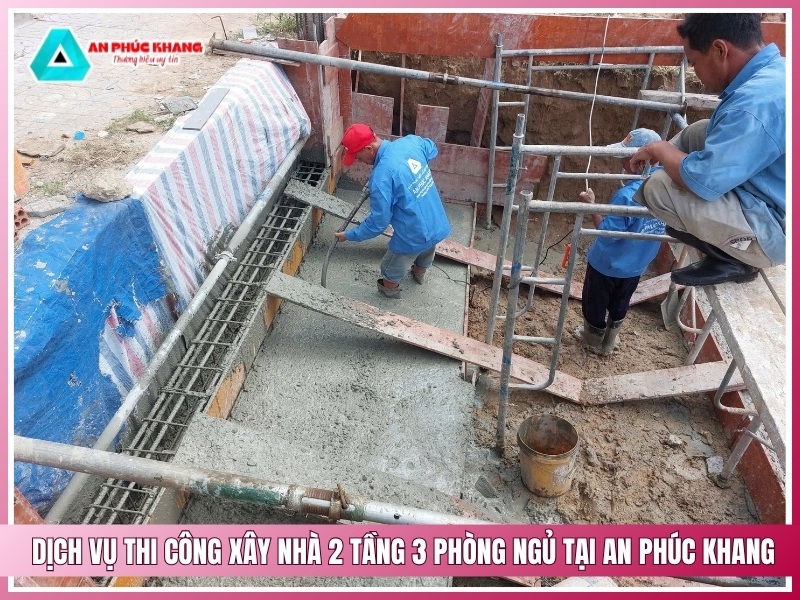 Dịch vụ thi công xây nhà 2 tầng 3 phòng ngủ tại An Phúc Khang