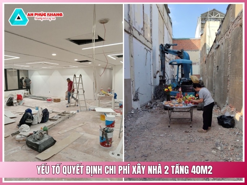 yếu tố quyết định chi phí xây nhà 2 tầng 40m2