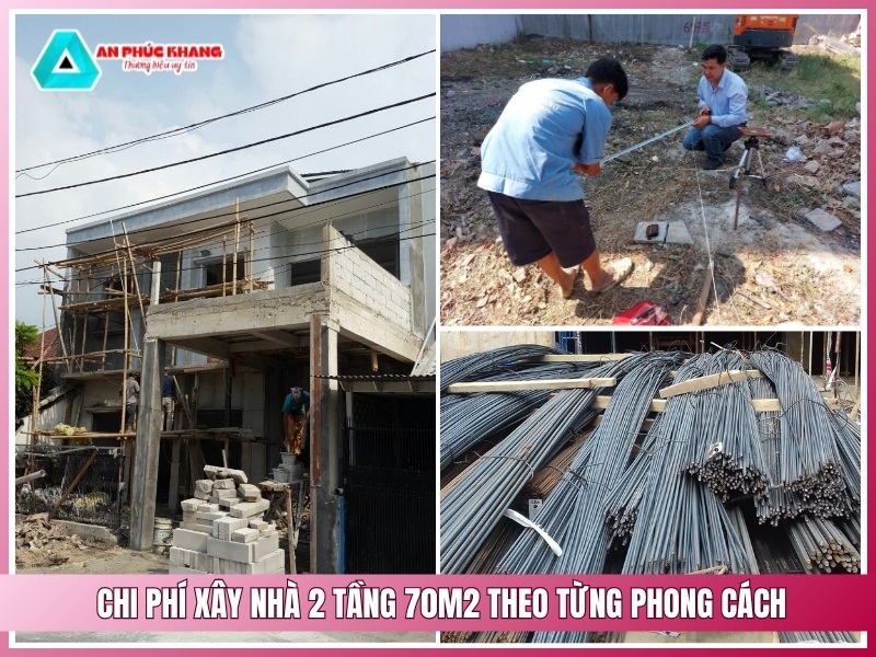 Dự toán chi phí xây nhà 2 tầng 70m2 theo từng phong cách