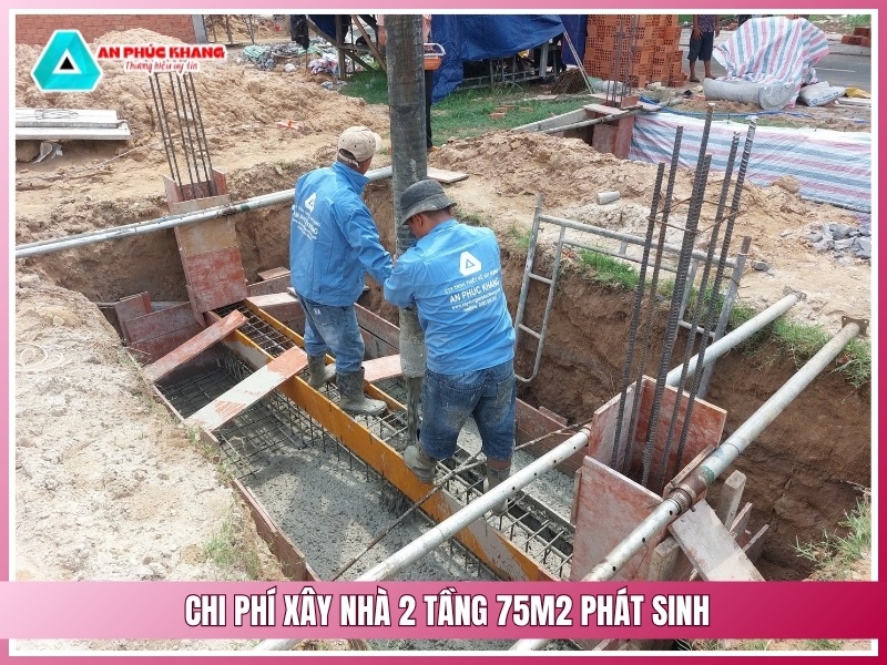 Chi phí xây nhà 2 tầng 75m2 phát sinh