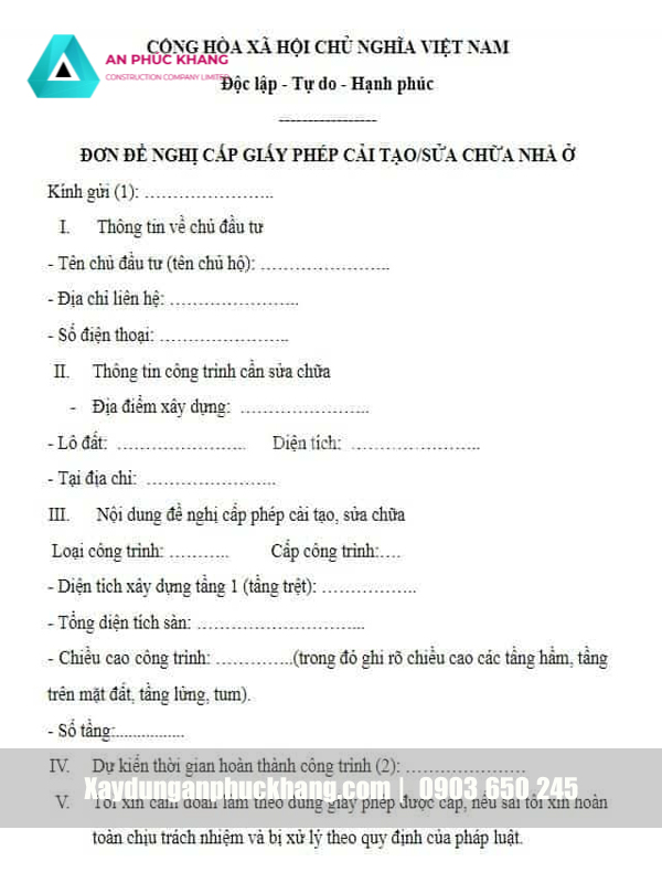 huong dan viet don xin sua chua cai tao nha 2023