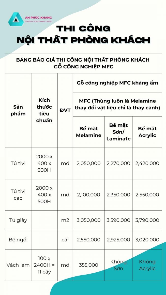 bang bao gia thi cong noi that phong khach