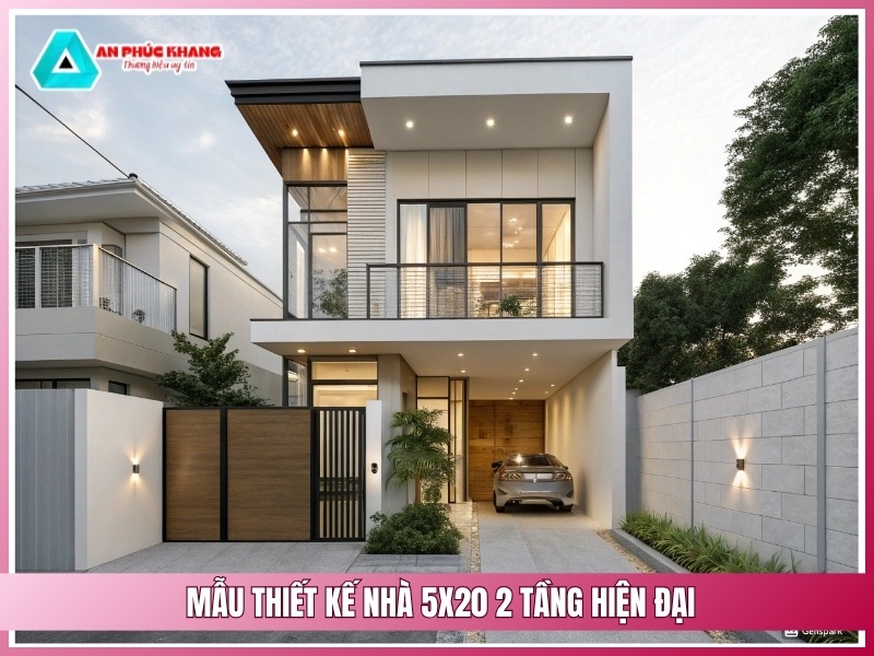 Mẫu thiết kế nhà 5x20 2 tầng hiện đại