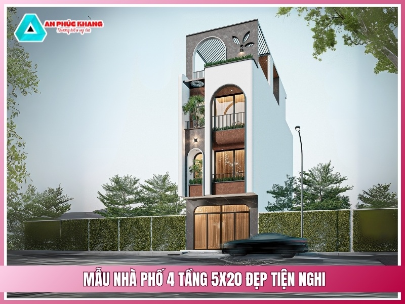 Mẫu nhà phố 4 tầng 5x20 đẹp tiện nghi
