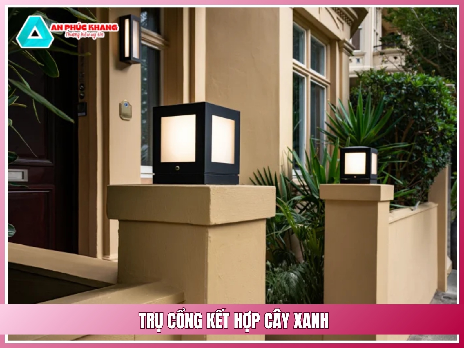 Tru cong ket hop cay xanh